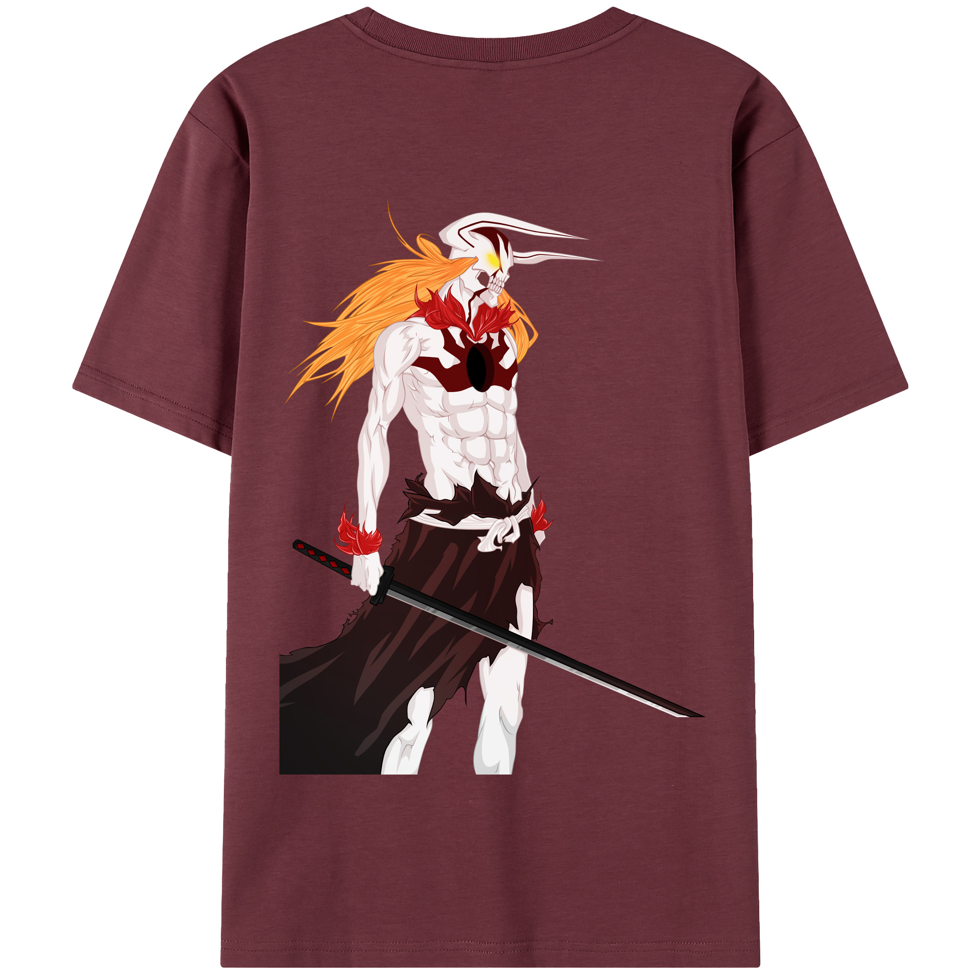 （画像用） ブリーチ 黒崎一護（くろさき いちご）BLEACH Kurosaki Ichigo 綿100％半袖Tシャツ（背面プリント）